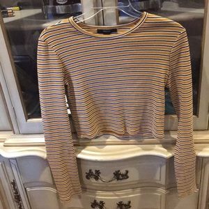 yellow striped Forever 21 long sleeve crop top
